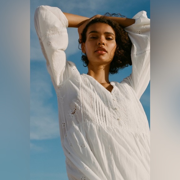 Zara Dresses Zara Nwt White Embroidered Cotton Maxi Dress Poshmark